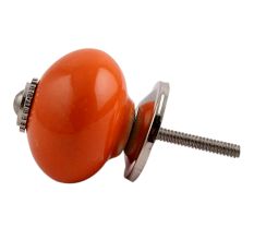 Orange Round Silver Fitting Ceramic Knob